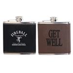 DST44314 Leatherette Wrapped 6 oz. Stainless Steel Hip Flask With Custom Imprint